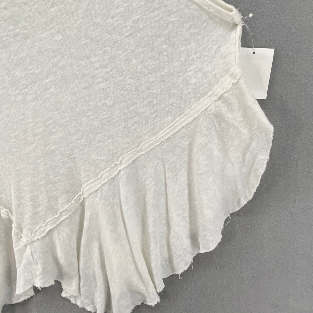 We The Free Rosie Tank Top Sz S Optic White Linen Blend Ruffle Hem V Neck - Picture 3 of 10